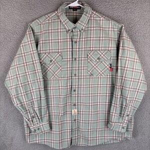 Bocomal Shirt Mens 3XL Green Plaid Flame Resistant FR CAT2 Workwear Heavy